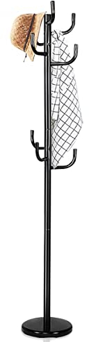 Multigot Metal Coat Rack, Freestanding Clothes Hanger with 8 Hooks, Entryway Home Floor Hall Tree for Hat Bag Scarf Umbrella