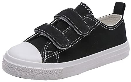 DEBAIJIA Niños Zapatos De Lona Sneakers Clásico Zapatillas de Deportivos Running Zapatos Atléticos Calzado De Deporte Casuales34-A-Negro