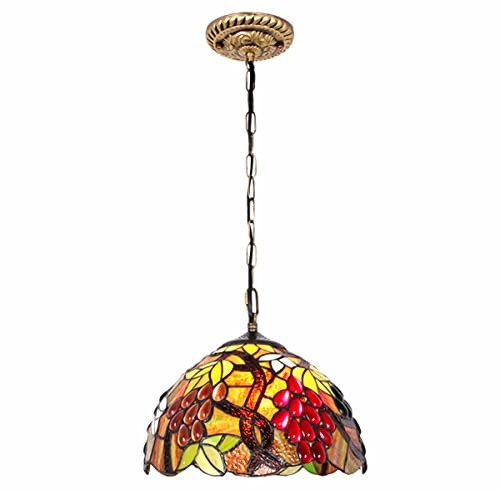 Lqiflvc Farmhouse Traube Pendelleuchte Für Kücheninsel, Tiffany Stil Glas Kronleuchter Verstellbare Pendelkette Höhe Hängende Lampe Halterung Für Küche Insel Esstisch Schlafzimmer Wohnzimmer Flur,Rot