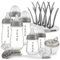 MiaMia 13-tlg. Babyflaschen Set – 6 Flaschen mit Silikon-Trinksaugern | Inkl. Milchpulverportionierer, Bürste & Abtropfständer | BPA-frei, Anti-Kolik & spülmaschinenfest | 2x 140 ml & 4x 260 ml
