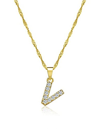 Zelaro Halskette Damen mit Buchstaben | Kette Gold & Kette Silber mit Zirkonia Buchstaben Anhänger Kette mit Buchstaben Geschenk für Frauen Geburtstag | Verstellbare Halskette in Gold