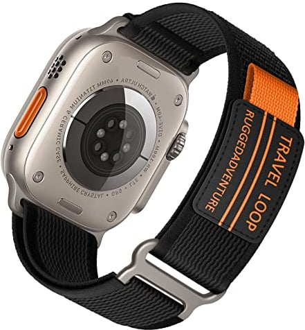 Trail Loop für Apple Watch Armband Ultra/2 49mm 46mm 45mm 44mm 42mm 40mm 41mm 38mm iWatch Armbänder Damen/Herren,Nylon Sport Klettverschluss Band für Apfelband SE/2nd Series 10 9 8 7 6 5 4 3,Schwarz