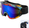 EKSMA Skibrille für Damen und Herren, Anti Fog UV Schutzbrille mit Double Lens Schaumstoffpolsterung für brillenträger, Snowboard Wandern Augenschutz（Bunter Blauer Film）