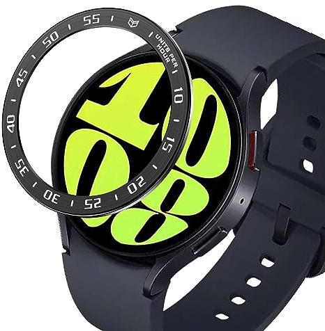 GIOPUEY Schutzring Kompatibel mit Samsung Galaxy Watch 6 44MM, Bezel Ring Bezel Styling Lünette Schutz hülle, Schutzring aus Aluminiumlegierung aus Metall - A-Black
