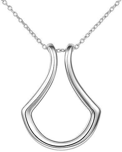 JZTRADING Ring Holder Necklace Sterling Silver Open U-shaped Ring Keeper Pendant Necklaces For Women Wedding Engagement Anniversary Christmas Jewellery Gifts for Her Wife Girlfriend Fiance