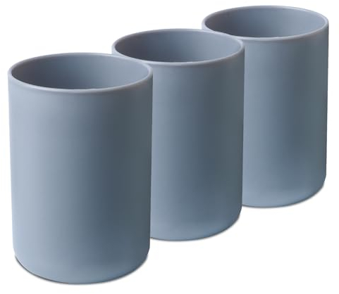 Ukaeno zahnputzbecher 3 Stück, Kunststoff in Lebensmittelqualität, absolut bruchsicher (Grau)