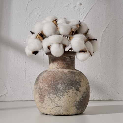 SIDUCAL Rustikale Bauernhaus-Vase aus Keramik, 15,2 cm, dekorative Blumenvase für Heimdekoration, Boho-Vase, Terrakotta-Vase für Tisch, Wohnzimmer, Badezimmer, Regaldekoration, Kaminsims