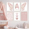 Generisch 6 Bilder Babyzimmer Personalisiert Wandbilder Kinderzimmer Name Poster Mädchen Rosa Boho Poster Baby Schmetterling Blumen Sprüche Leinwand 21x30 cm ohne Rahmen
