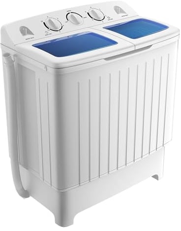 GOPLUS Mini Waschmaschine 5KG, Waschmaschine mit Schleuder & Timer, Camping Waschmaschine, Reisewaschmaschine Toplader, 450W, für kleine Wohnungen