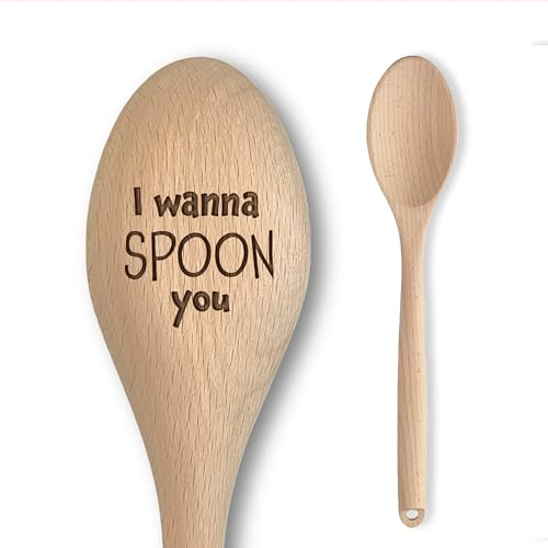 Engraved Wooden Spoon - Funny Valentine's Day/Anniversary - Affordable & Fun Joke Gag Baking Gift for Boyfriend Girlfriend Husband Wife – Silly Unique Ideas for Couples (Spoon You)