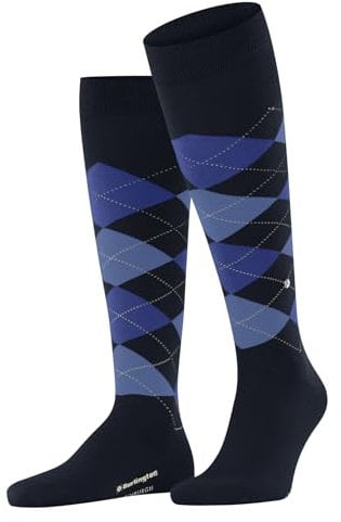 Burlington Edinburgh M Kh lana al ginocchio fantasia 1 paio, Calzini lunghi Uomo, Blu Marine 6120, 40-46
