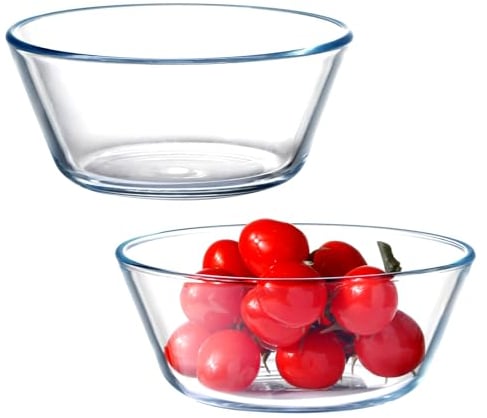 NUTRIUPS Juego de 2 boles de cristal de 800ml, Pequeños boles de para la cocina, Boles mezcladores de cristal, Frutero(800M L)