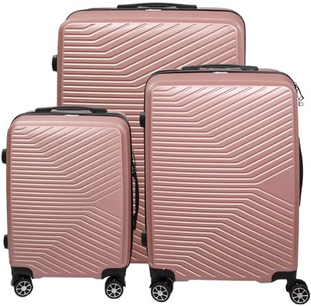 Alivio Lightweight Hard Shell ABS Suitcase Set Luggage Travel Trolley Set, Anti-Scratch Telescopic Handle & TSA Lock Trolley 20, 24 & 28 (Rose Gold, Set of 3)