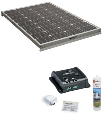 Antarion Pack Panneau Solaire 160W Camping Car + Kit de Pose Solaire avec régulateur de Charge PWM 160W 10A