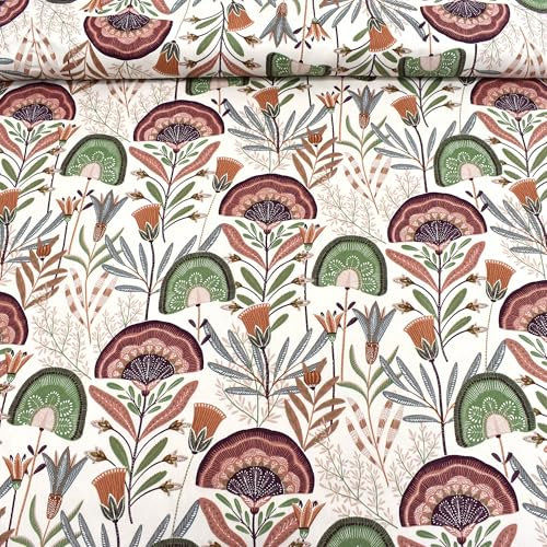 MAGAM-Stoffe Blumen Baumwollstoff aus Frankreich OEKO-TEX Meterware ab 50cm (Abelina bordeaux | 160g/160cm)