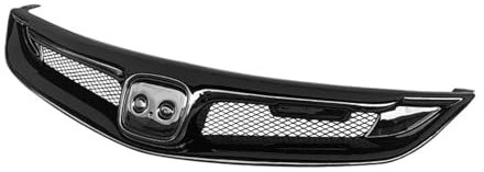 Parrilla delantera automática Racing Grills coche parachoques superior capó malla cuerpo kit accesorios ABS fibra carbono rejilla compatible for Honda Civic 2006-2011(Gloss Black)