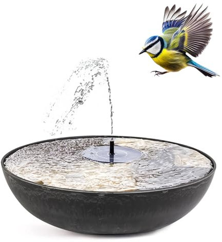 matches21 HOME & HOBBY Solar-Brunnen Set für draußen - Tiefe 45 cm Schale schwarz als Garten-Brunnen Spring-Brunnen