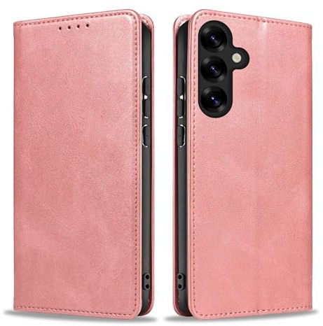LBH Handyhülle Smartphone-Hülle für Samsung Galaxy S25 Klapphülle Magnetverschluss Kartenfächer Geldfach Standfunktion Case Etui Rundumschutz Schutzhülle Rosa