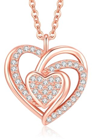 Jrêveinfini Coeur Collier Femme Or Rose Argent 925, Collier Coeur Amitié, Personnalisé Pendentif Femme Maman Mere Fille, Bijoux Cadeau Fete Des Meres Anniversaire Maman