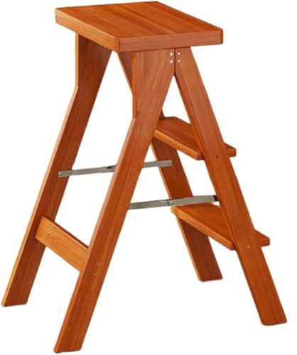 Sedia pieghevole in legno per biblioteca, scala convertibile e sgabello, scala portatile per adulti, peso massimo 100 kg, finitura noce chiaro, mobili per la casa versatili