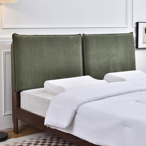 Kopfteilkissen/Husse Cord-Rückenlehnenstütze Lesekissen, King-Queen-Bett, Doppel-Wandpaneele gepolsterte Kopfteilabdeckung, wandmontiertes Kopfteil Rückenpolster(No headboard - 180x60x10cm,Green)