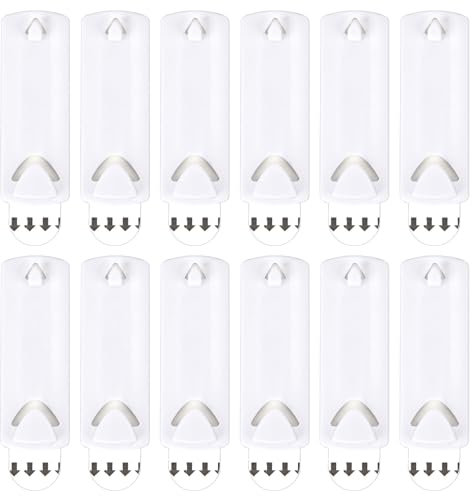 12pcs Picture Hangers, Plastic Sawtooth Picture Hangers with Adhesive Hanging Strips Drill-Free Photo Frame Hooks for Home School Office