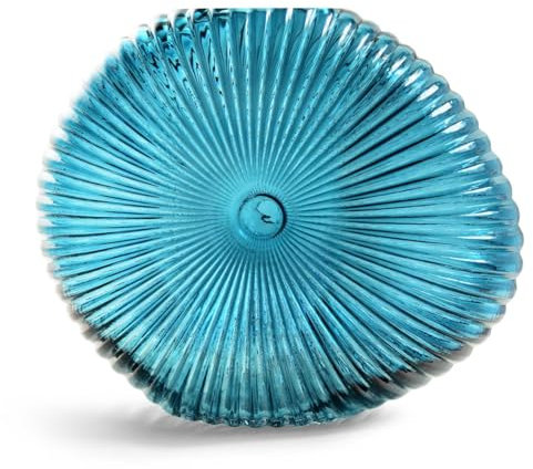 Riffelmacher Vase Helsinki rund | Glas Petrol | 30 cm | Muschel-Rillenstruktur | Dekovase in modernem Design | 20813