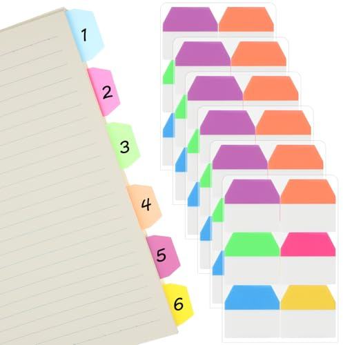 720 PCS Sticky Tabs, Clear Sticky Notes, Writable and Repositionable Page Markers, File Folder Labels, Tabs for Notebooks, Stickys Note Tab, Tab Dividers, 6 Sets 6 Colors