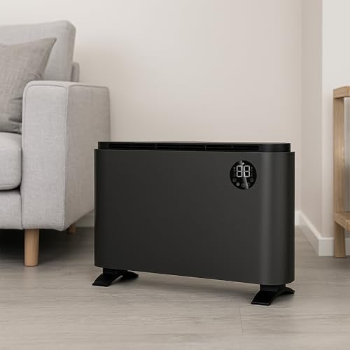 JSH Hestia Metal Panel Heater | 2000W Electric Radiator | Timer Program & Remote Control Convection Room Heating | Energy Saving Settings Turbo Mode | Wall Mounted or Free Standing (Black)