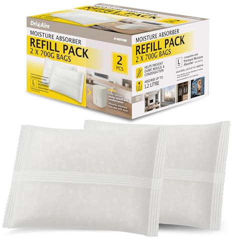 Dri Aire 2 * 700G Refill Bag Compatible With Premium Moisture Absorber L Size Helps Prevent Damp Mould And Condensation Fast Moisture Absorption For Home, White