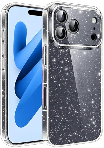 Anfire Glitzer Handyhülle Kompatibel mit iPhone 17 Pro Max Hülle Glitzer,Bling Glitter Stoßfest Handyhülle mit Kameraschutz,Glitzert Durchsichtige Transparent Schutzhülle für Frauen und Mädchen