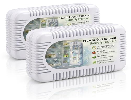 Fridge Deodoriser & Air Freshener Absorbs Bad odors, Chemical-Free, Odour Eliminator | Refrigerator Deodoriser & Odour Eliminator, Outperforms Baking Soda (2 Pack)