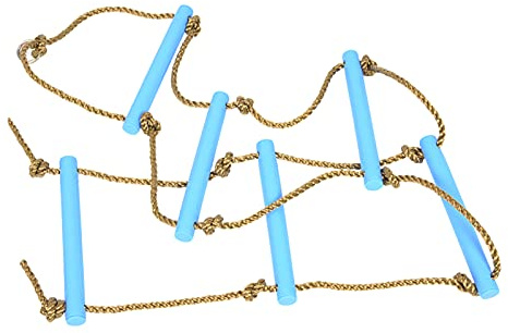 Tomedny Strickleiter, hängende Kletterleiter, Indoor-Kletterseil mit sechs Abschnitten, Baumhaus-Zubehör, Outdoor-Spielgeräte für Zuhause im Freien (Blau)