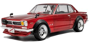 Solido Nissan Skyline (C10) Hakosuka – JDM-Klassiker, kantige Coupéform, Motorsport-Look, Kotflügelverbreiterungen, Diecast Modellauto, Rot, 1:18