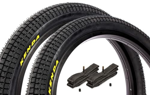 Kenda K1040 BMX Reifen Set 20 x 2,25 Zoll – ca. 890 g – Drahtreifen – inkl. Kenda Schläuche AV – breites Profil – Park & Street