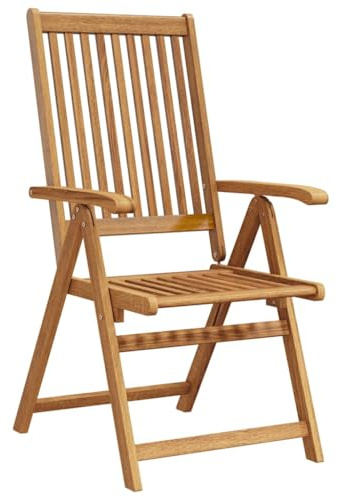 NIVVHOH 2 STK. Modern Gartenstühle & Klappstühle Natur Akazienholz Sitzgruppe Klappbar Gartenmöbelset für Garten, Terrasse, Veranda (57 x 69 x 111 cm)