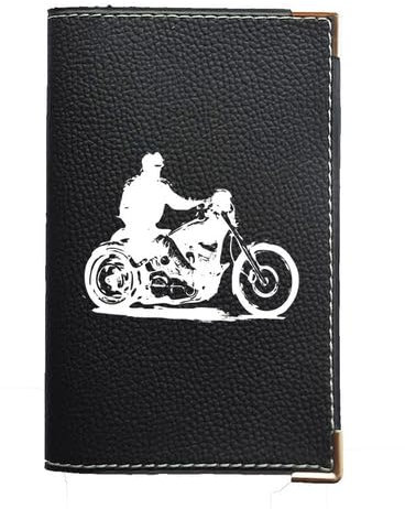 Syl'la Étui Porte-Carte Grise, Papiers de Voiture et Permis - Personnalisé avec Moto Harley - Protection en Simili Cuir Noir pour Homme - Fabriqué en France