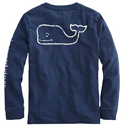 Vineyard Vines Boys Long-Sleeve Vintage Whale Pocket Tee, Blue Blazer, 4 Years