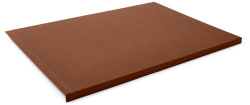 Eglooh - Urania - Gewinkelte Schreibtischunterlage Leder Orange Braun cm 70x50 - Innenseele aus Stahl mit L-geformtem Vorderprofil, handwerkliche Nähten und rutschfester Boden - Made in Italy