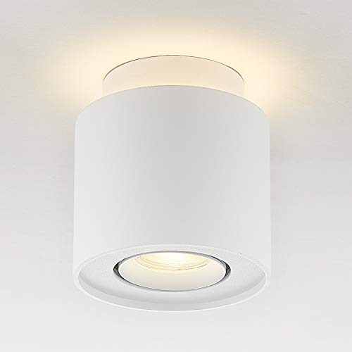 Budbuddy 6W+5W Deckenstrahler LED Deckenlampe Strahler Rund Wandspots Aufbauleuchte Moderne Spotleuchte Aufbauspot Deckenspots LED GU10 3000K[enthalten 5W leuchtmittel]