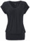 DOTIN Damen T-Shirt V-Ausschnitt Kurzarmshirt Causal Oberteil Falten Tops Stretch Tunika Basic Tee, Schwarz, L