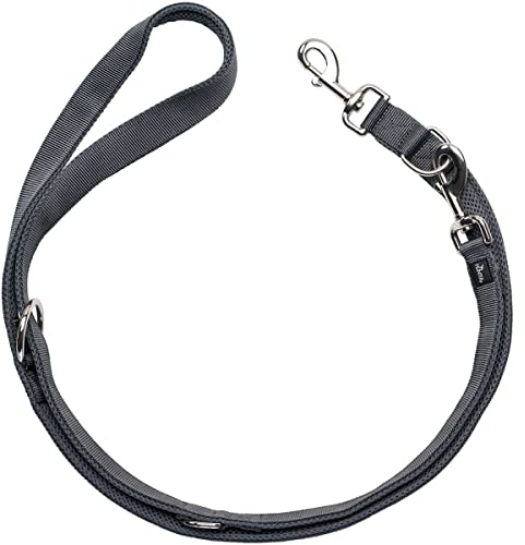 HUNTER DIVO & Maldon Verstellbare Hundeführleine, Nylon, gepolstert mit weichem Mesh-Material, 20/300, grau/grau