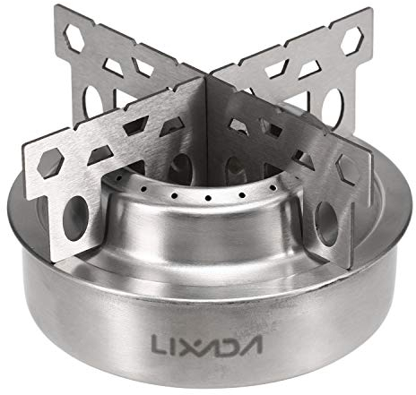 Lixada Mini Estufa de Alcohol de Aleación de Aluminio para Acampar al Aire Libre con Soporte Cruzado