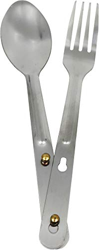 C.A.O. Couverts INOX 2 Pièces avec Agrafe Camping et randonnée Adulte Unisexe, L 16 cm, Argenté