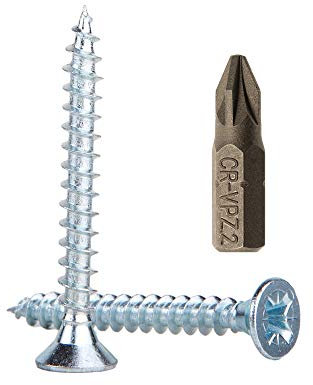 Lot de 900 vis à bois en acier zingué 4 x 35 mm Vis à tête fraisée pour panneaux d'aggloméré