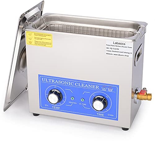 Labasics Ultrasonic Cleaner, 304 Stainless Steel All-purpose Ultrasonic Cleaner with Mechanic Control Panel of Heating and Timer for Laboratory 40kHz 220V, 6.5L