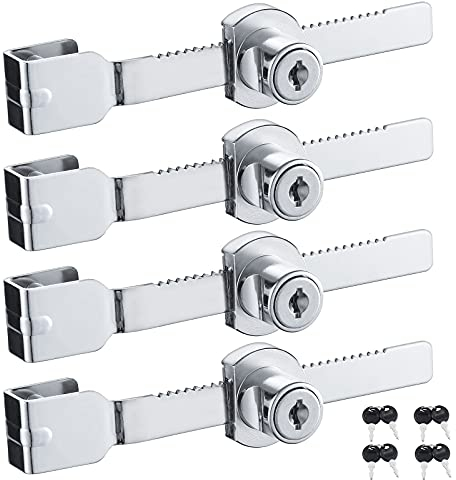HSEAMALL 4PCS Sliding Glass Door Lock,Drawer Display Case Showcase Security Ratchet Locks ,Glass Cabinet Lock with Chrome Finish, Keyed Alike (Small)