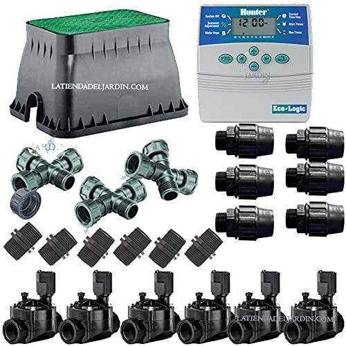 Suinga Kit irrigazione automatica 6 zone di irrigazione per irrigazione elettrica. Set timer + elettrovalvole + accessori di installazione