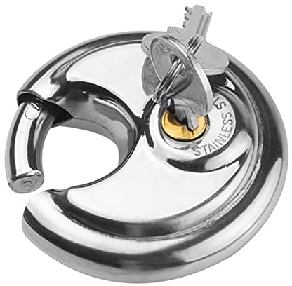 Rundschloss 70mm | Sicherheitsschloss mit 2 Schlüssel | Vorhängeschloss wetterfest - Edelstahl [rostfrei] | Auto Anhänger Kastenschloss | Hängeschloss für Außenbereich