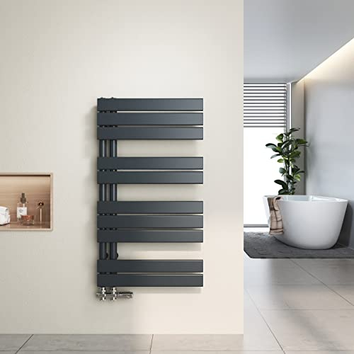Heilmetz Badheizkörper Flach Design Heizkörper Handtuchtrockner für Badezimmer Handtuchheizkörper mit Seitenanschluss 500x899mm Handtuchwärmer Anthrazit 462W